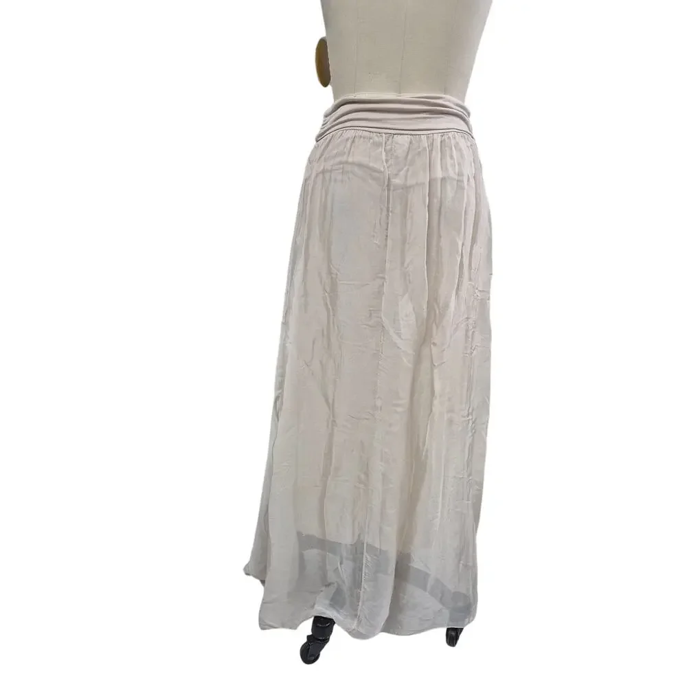 Giusy Silk Blend Convertible Dress / Skirt Beige Made In Italy Sz L - Picture 5 of 9